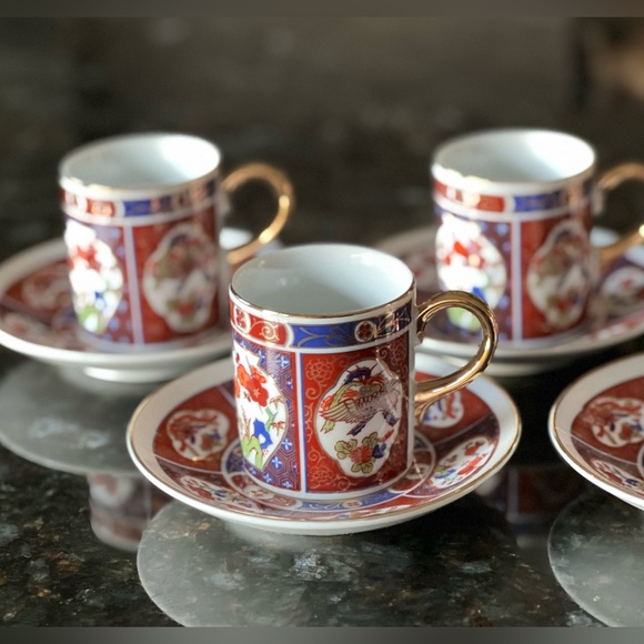 Vintage OMC OTAGIRI Japan porcelain demitasse Espresso Cup Saucer Set - Picture 2 of 8